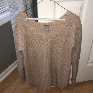 Wide neck woven sweater